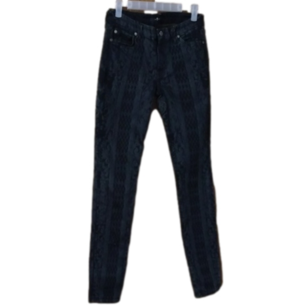 7 For All Mankind Mid rise Skinny Leg Brocade Print. size 28
